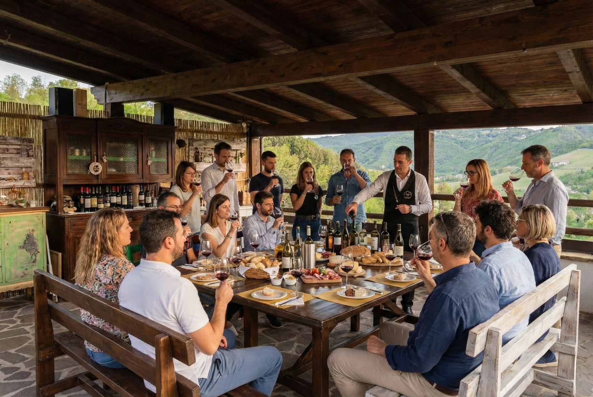 Degustazione di team building in terrazza panoramica