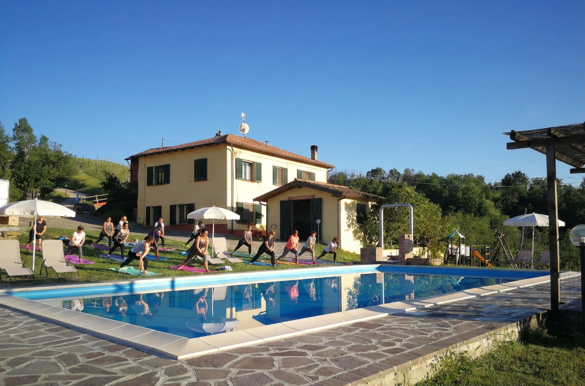 Yoga session in nature at Tenuta MonteOliveto